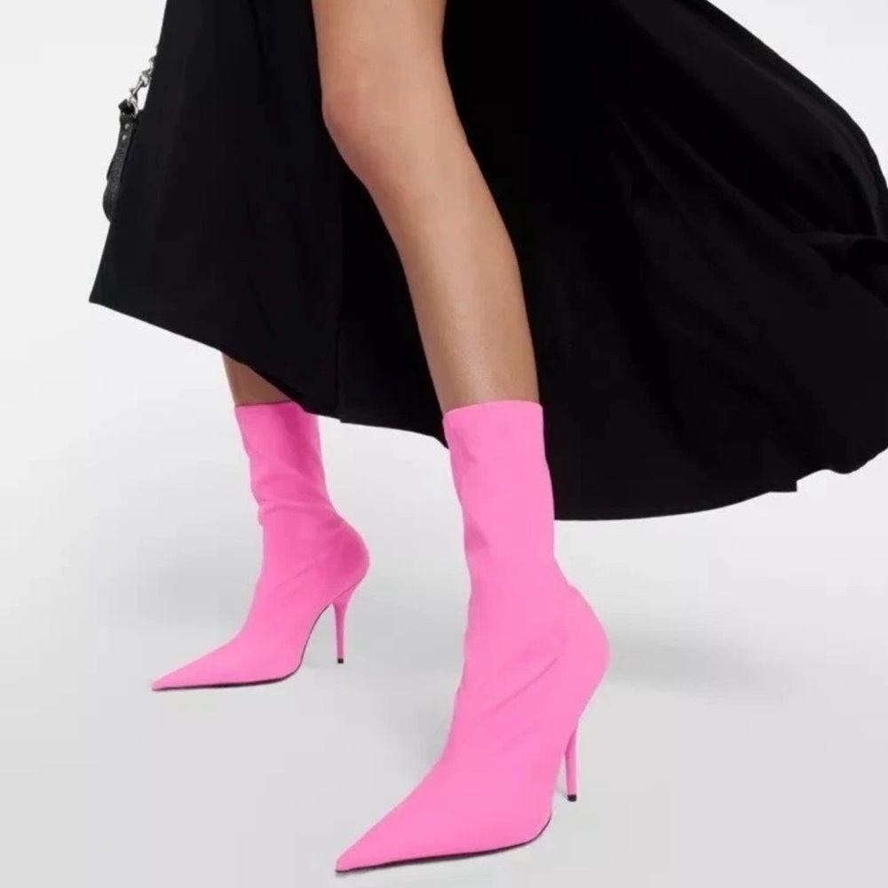 BALENCIAGA KNIFE BOOTIE SOCK ANKLE BOOTS FLUO PINK SZ 36 NEW